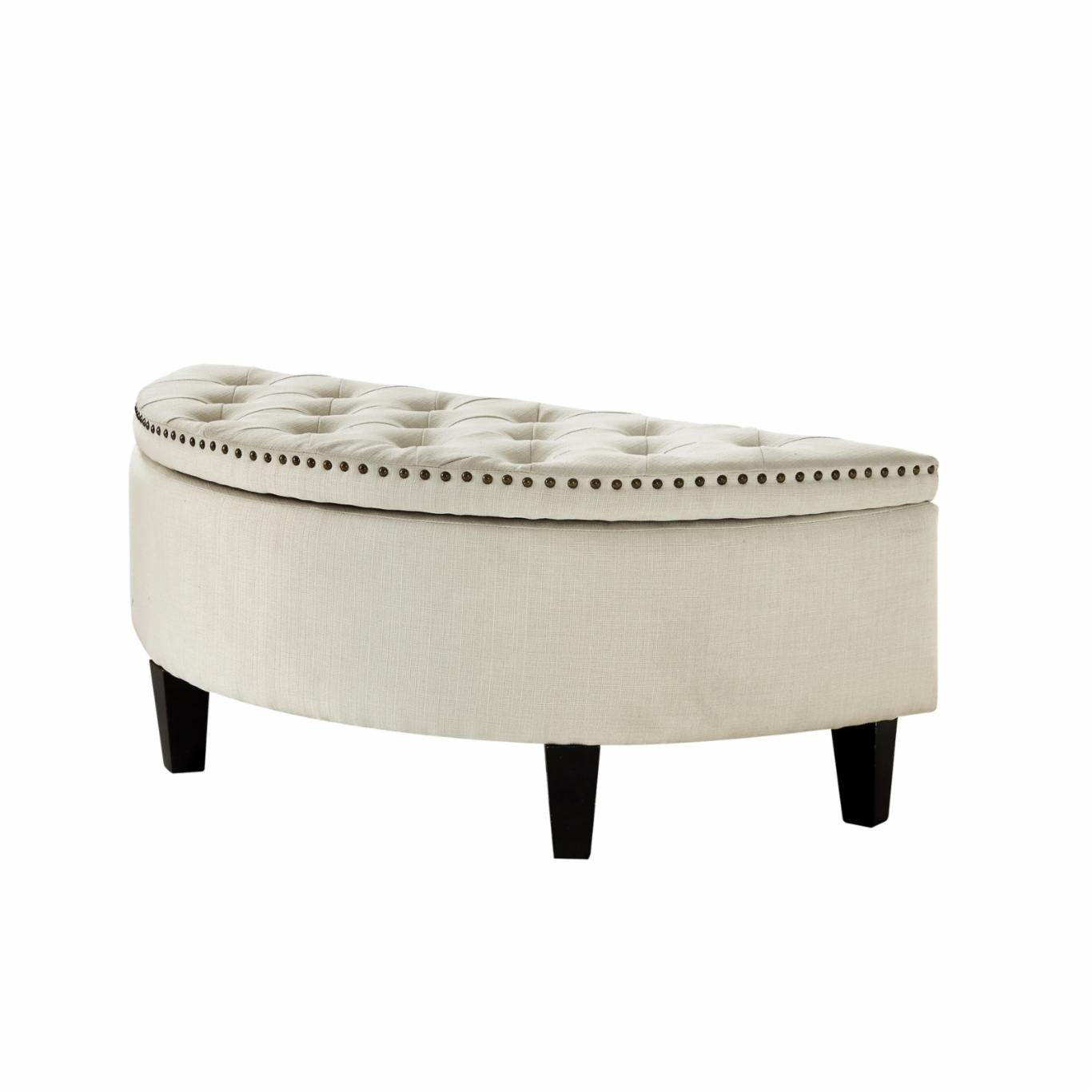 Storage Ottomans: Linen Half Moon Storage Ottoman