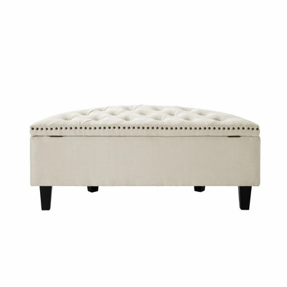 Storage Ottomans: Linen Half Moon Storage Ottoman