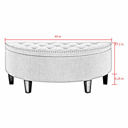 Storage Ottomans: Linen Half Moon Storage Ottoman