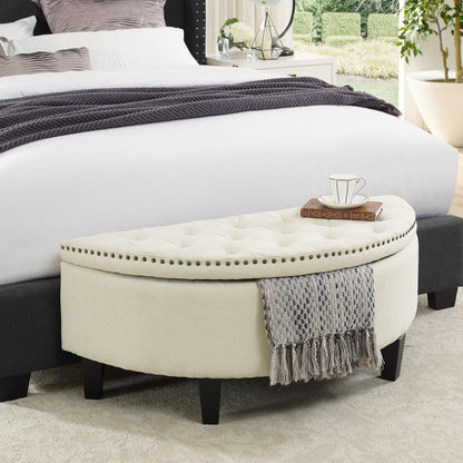 Storage Ottomans: Linen Half Moon Storage Ottoman