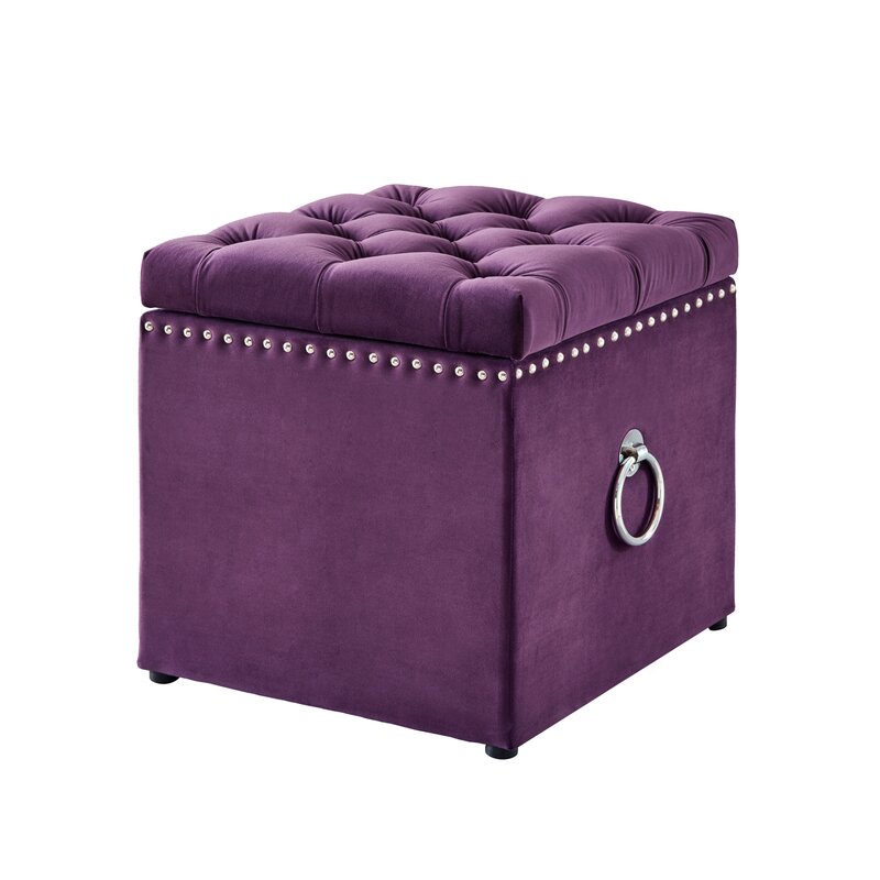 Storage Ottomans: Velvet Storage Ottoman with Knob