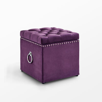 Storage Ottomans: Velvet Storage Ottoman with Knob