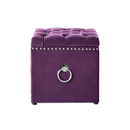 Storage Ottomans: Velvet Storage Ottoman with Knob