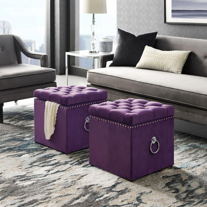 Storage Ottomans: Velvet Storage Ottoman with Knob