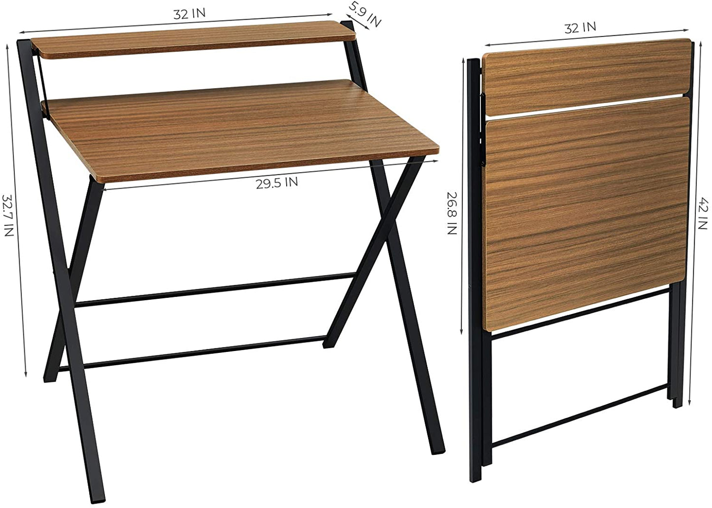 Study Table : 2-Tier Small Computer Desk and Study Table with Shelf Space Saving
