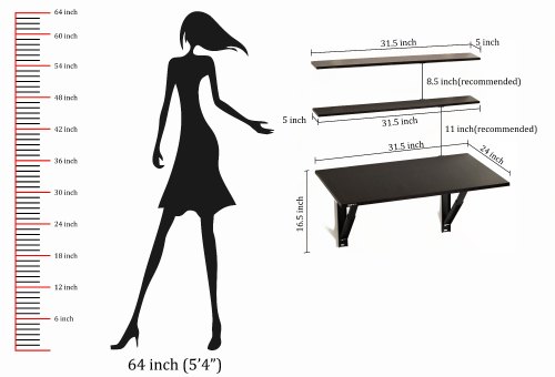 Study Table: Humming Folding Wall Mounted Computer Table with Shelves