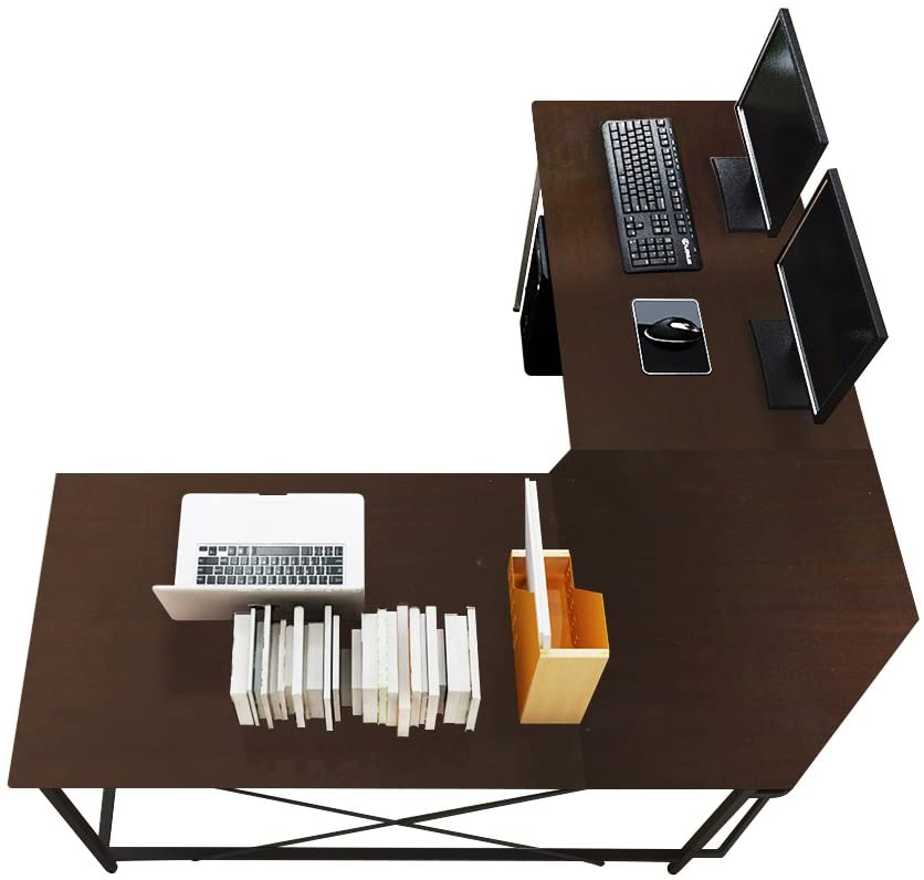 Study Table : L Desk Office Desk Workstation Desk Corner Desk, Black