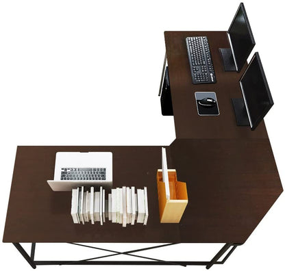 Study Table : L Desk Office Desk Workstation Desk Corner Desk, Black