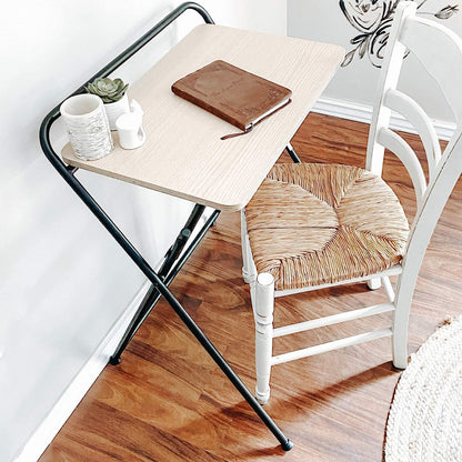 Study Table: Modern Folding Desk for Small Space, Oak/Black