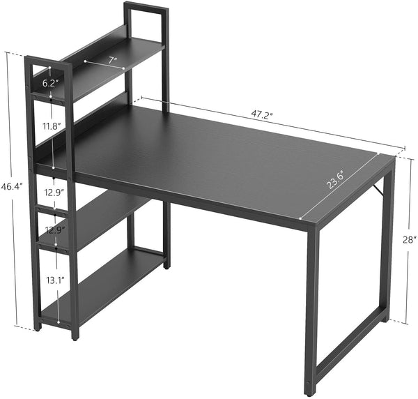 Study Table : Storage Shelves Study Writing Table for Home Office