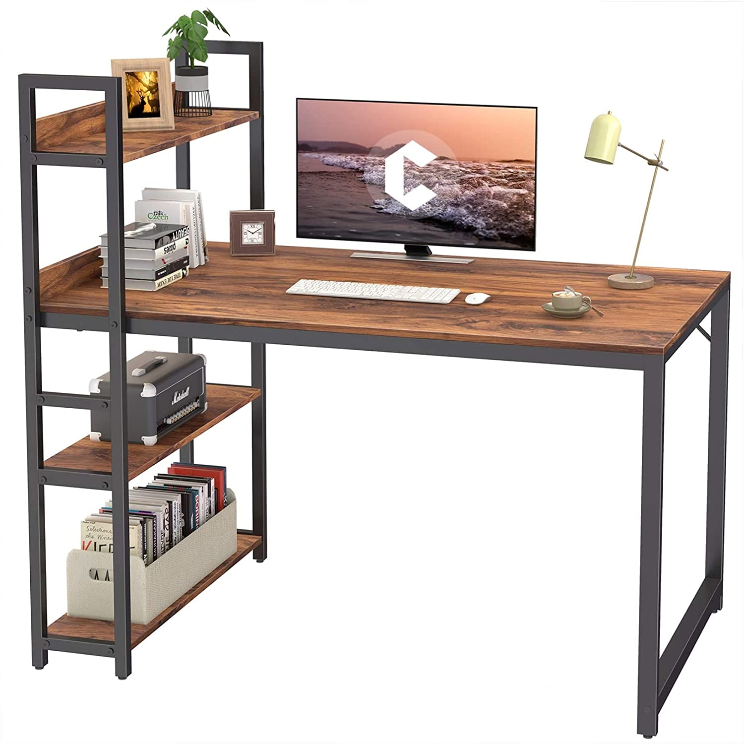Study Table : Storage Shelves Study Writing Table for Home Office