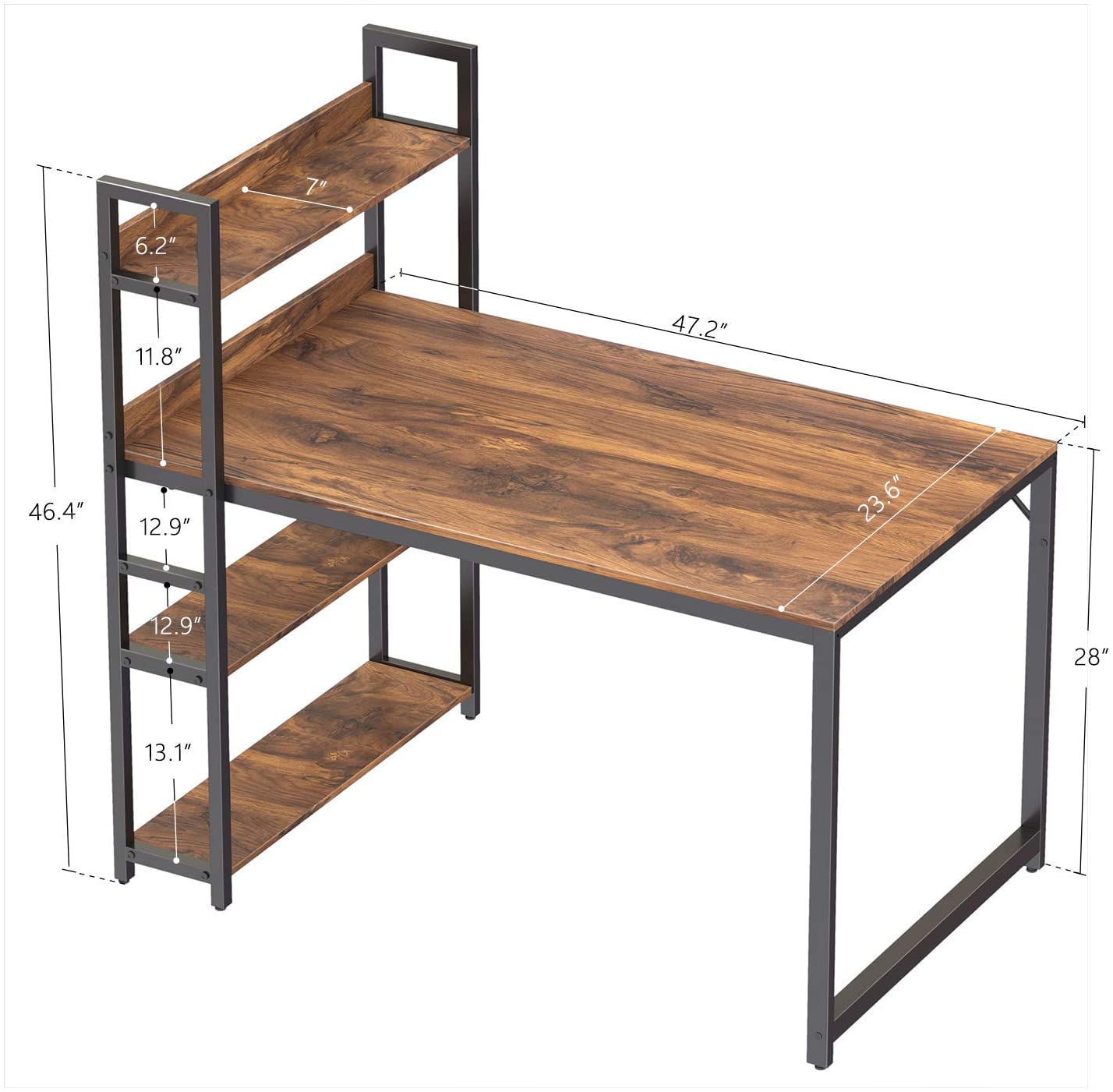 Study Table : Storage Shelves Study Writing Table for Home Office