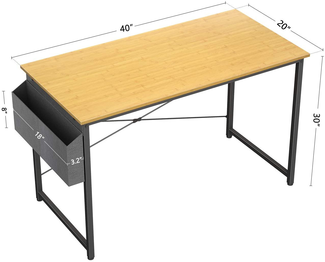 Study Tables : 40 inch Home Office Writing Study Desk with Storage Bag