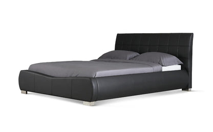 King Size Bed: Black Leatherette King Size Bed
