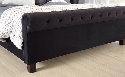 King Size Bed: Black Velvet Super King Size Bed