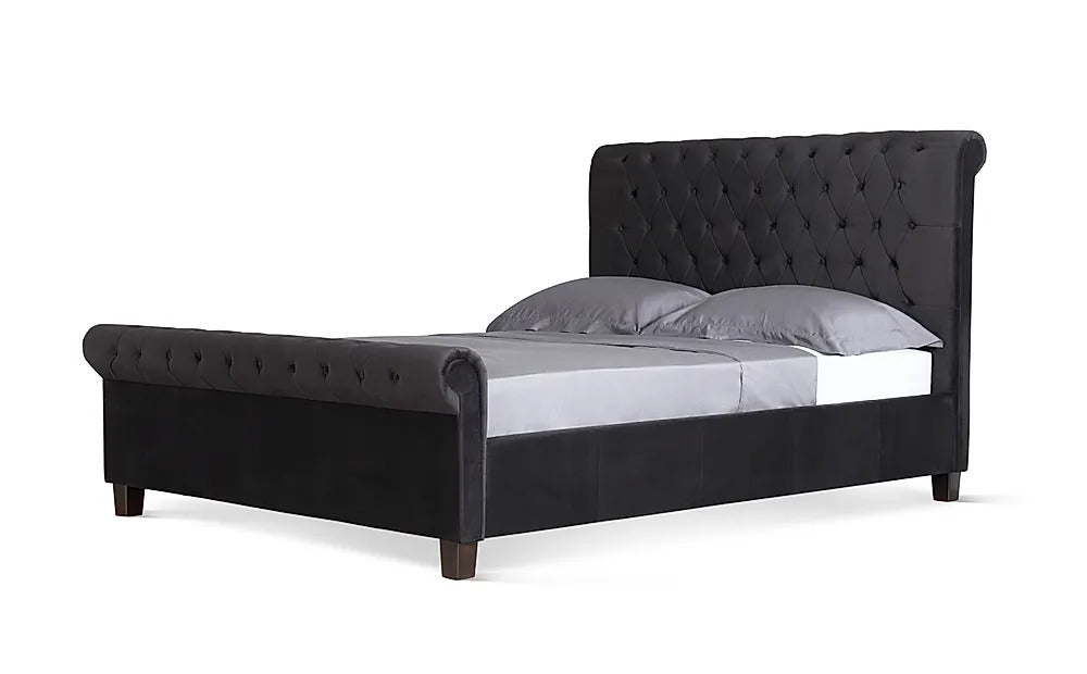 King Size Bed: Black Velvet Super King Size Bed