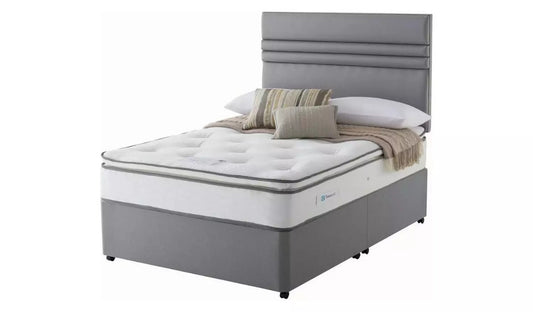 King Size Bed: Light Grey Super king Divan Bed