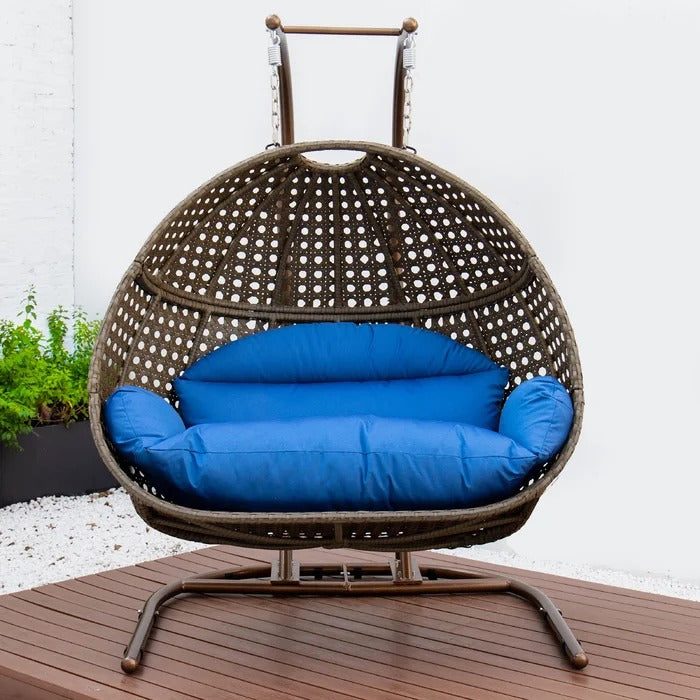 2 person wicker online swing chair with stand