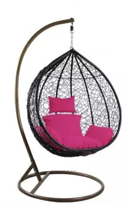 Swing Chairs: Swing Chair With Stand And Cushion Iron, Plastic Large Swing (Black)