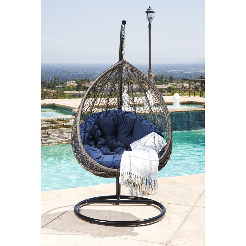Swing Chairs: Swing Chair With Stand Iron Large Swing (Blue)