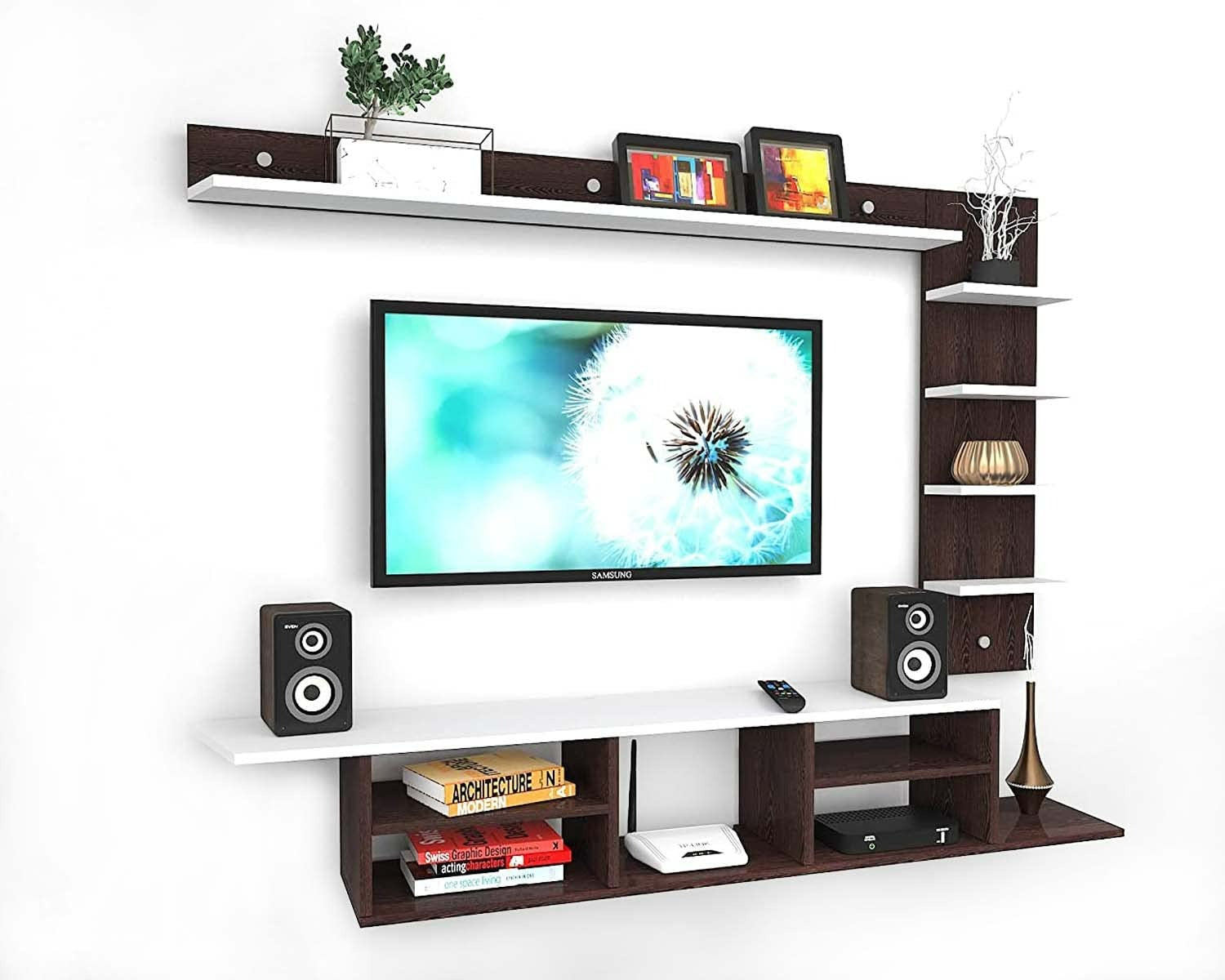 Wall Mount TV Unit: TV Entertainment Unit With Shelf