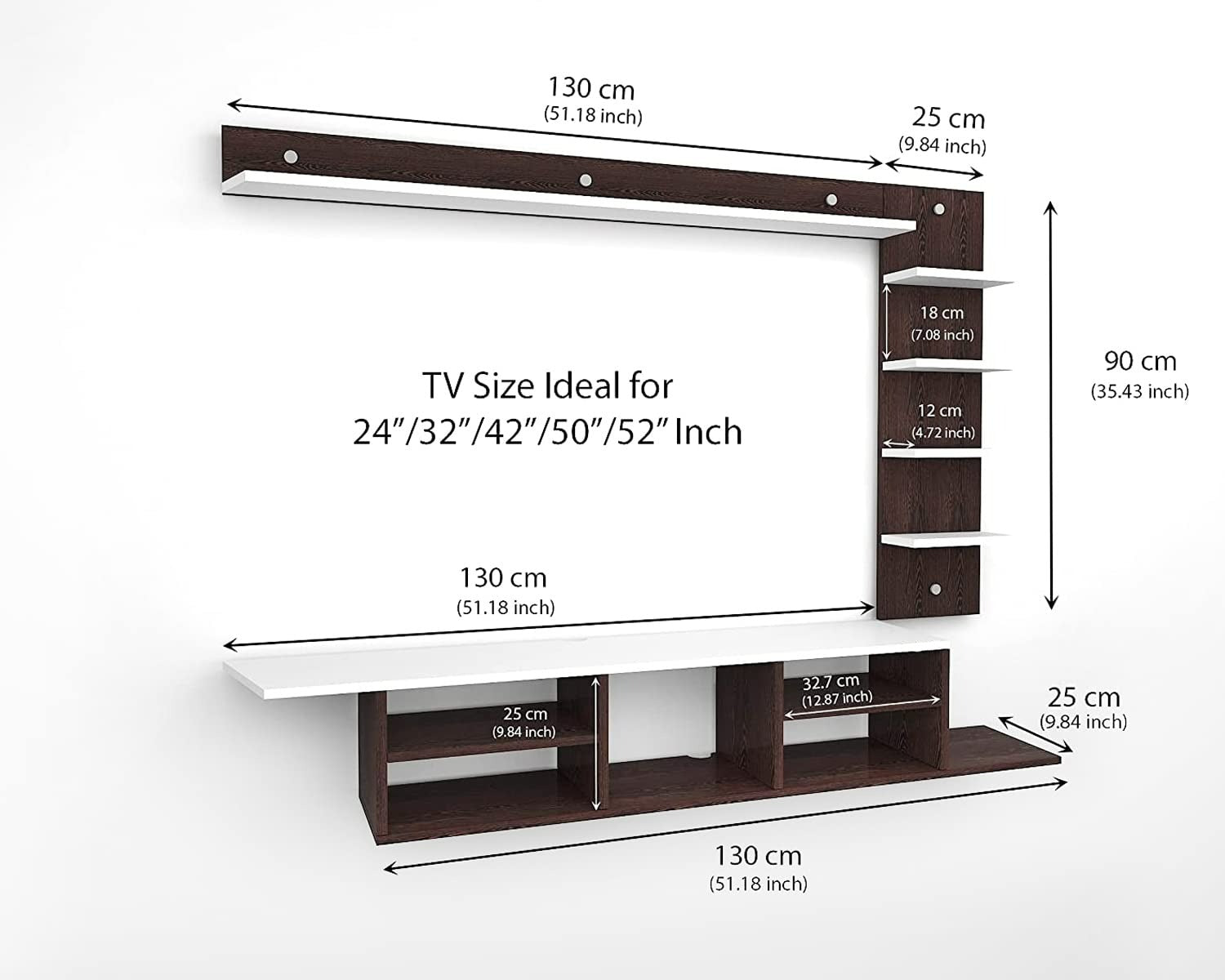 Wall Mount TV Unit: TV Entertainment Unit With Shelf
