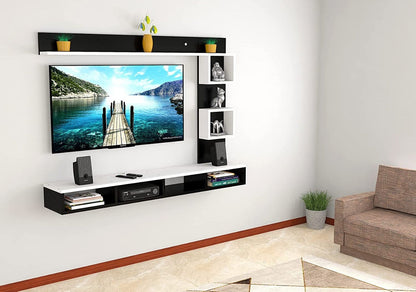 Wall Mount TV Unit: TV Entertainment Unit with Set Top Box Stand (Ideal for up to 55" screen)