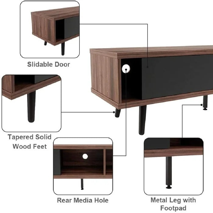 TV Panel: 70 Inch Large Entertainment TV Stand, Wood Media Storage TV Console 