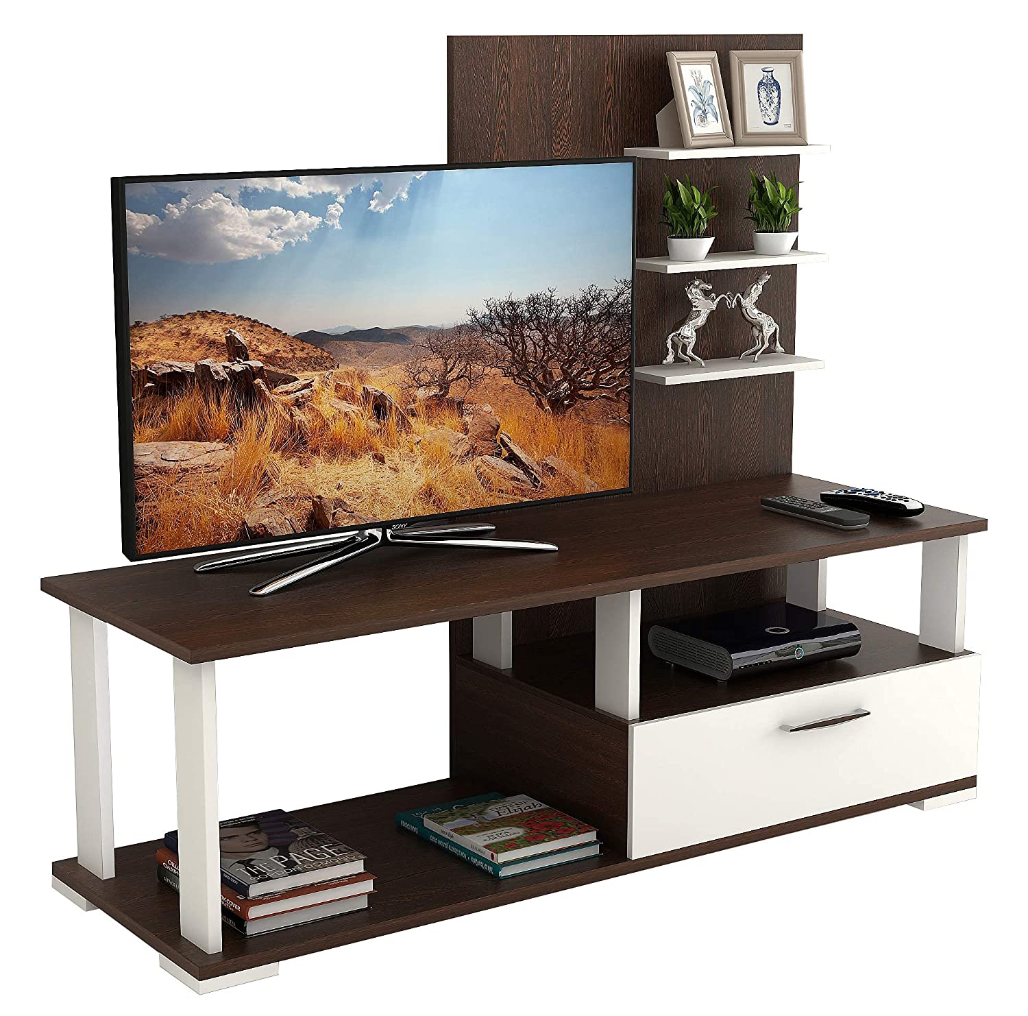 TV Stand: Novh Wood TV Entertainment Unit Stand (Wenge & White) Standard - Ideal for upto 32"