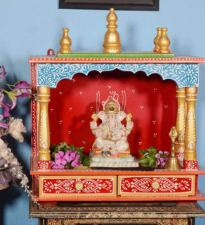Temple: Rajasthani Ethnic Handcrafted Wooden Temple/Mandir/Pooja Ghar/Mandapam