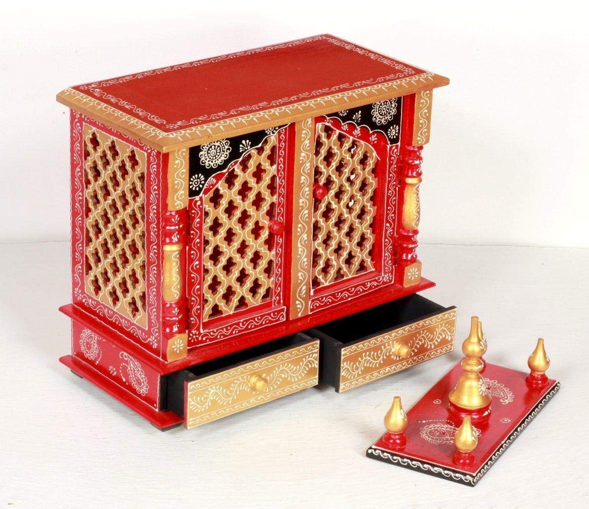 Temple: Wood Rajasthani Pooja Ghar (Brown_9 Inch X 18 Inch X 21 Inch)
