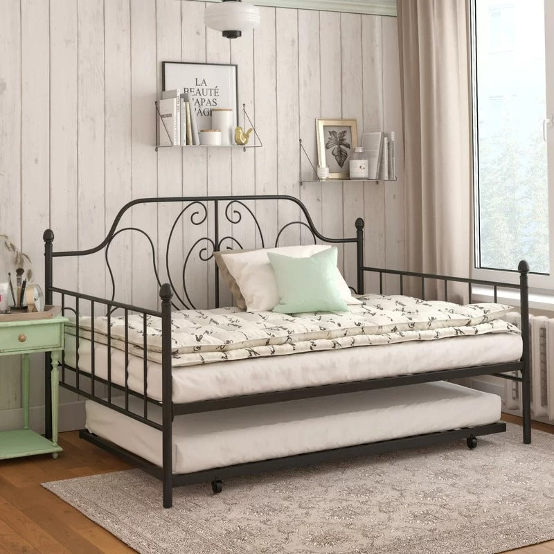 Trundle Bed: Metal Daybed with Trundle Bed