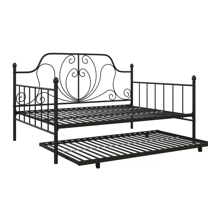 Trundle Bed: Metal Daybed with Trundle Bed