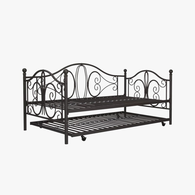 Trundle Bed: Metal Daybed with Trundle Bed