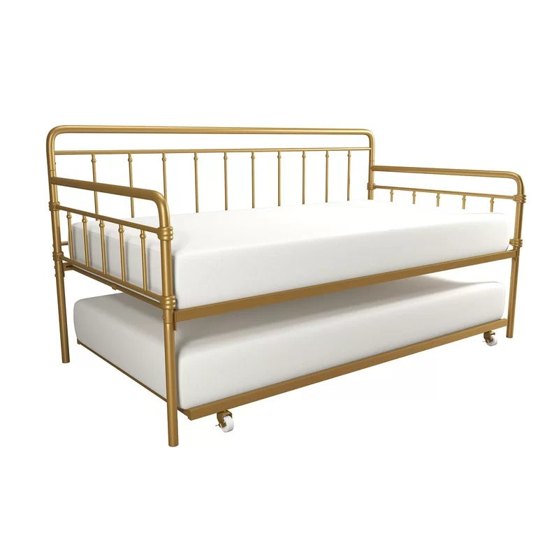 Trundle Bed: Steel Daybed with Trundle Bed