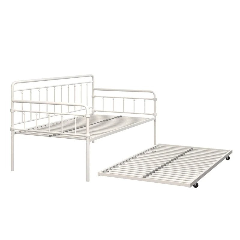 Trundle Bed: Steel Daybed with Trundle Bed