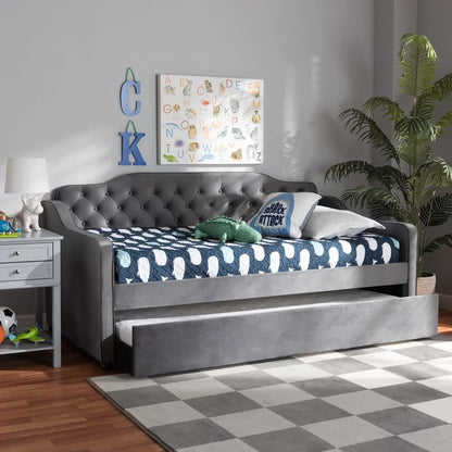 Trundle Bed: Twin Solid Wood Daybed with Trundle Bed