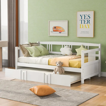 Trundle Bed: Wood Daybed with Trundle Bed