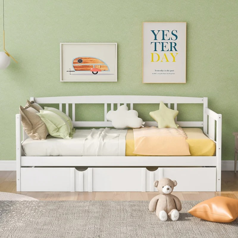 Trundle Bed: Wood Daybed with Trundle Bed