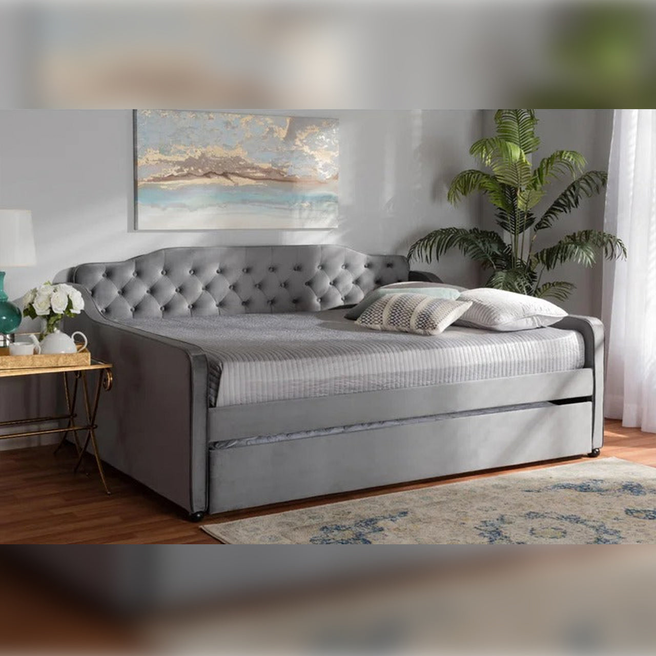 Trundle Bed Wood Daybed with Trundle Bed
