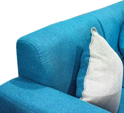 5 Seater Sofa Set:- (3+1+1) Turquoise Blue Fabric Sofa Set