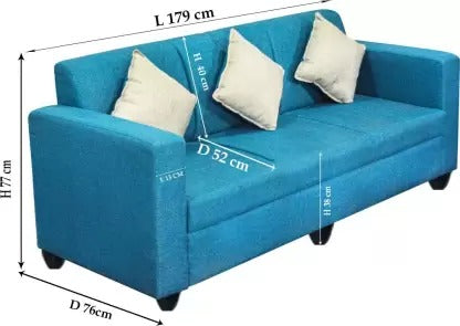 5 Seater Sofa Set:- (3+1+1) Turquoise Blue Fabric Sofa Set