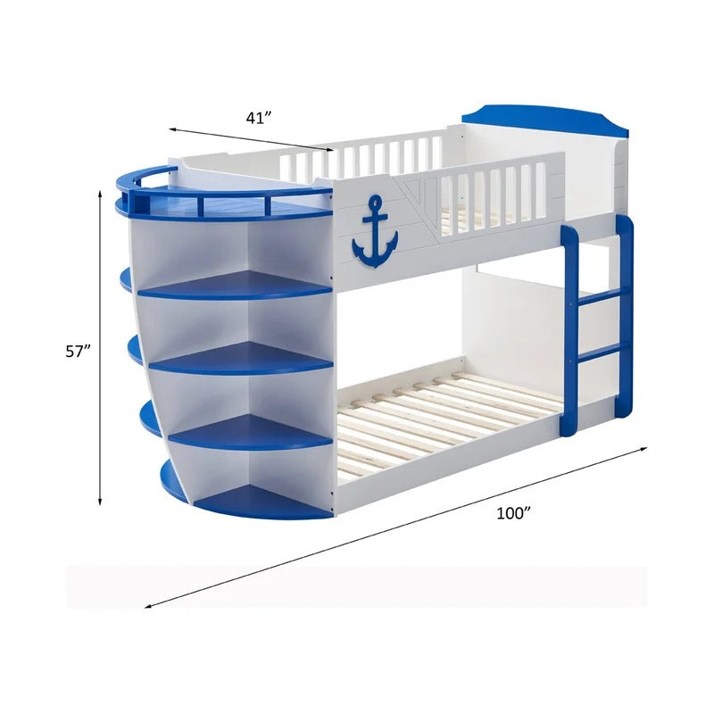Bunk Bed: Highsleeper Twin Bunk Bed with Bookcase