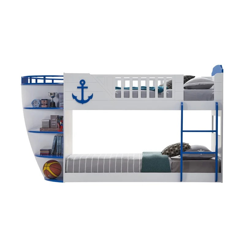 Bunk Bed: Twin Bunk Bed with Bookcase