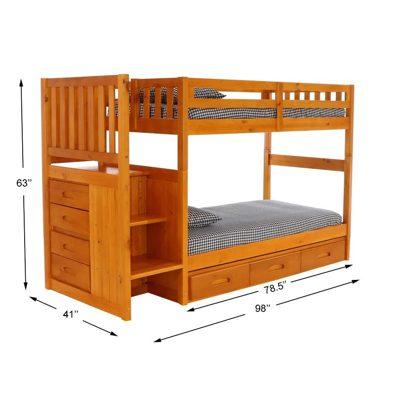 Bunk Bed: Midsleeper Twin Over Twin Standard Bunk Bed (Wooden)