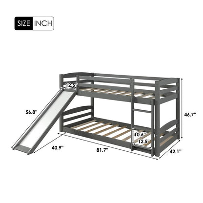Bunk Bed: Twin Solid Wood Standard Bunk Bed Wooden