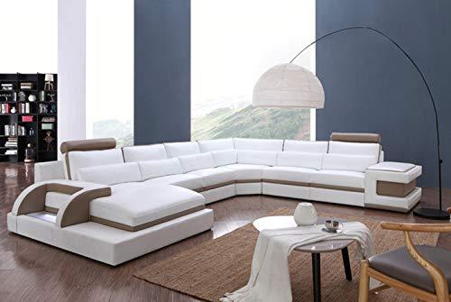 U Shape Sofa Set Modern Leatherette Sectional Sofa Set ( White & Dim Grey )