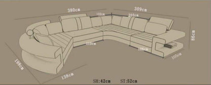 U Shape Sofa Set: Modern Corner Leatherette Sofa Set (Off White)