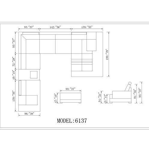 U Shape Sofa Set: Modern Leatherette Sofa Set, (Walt Brown and Cream)