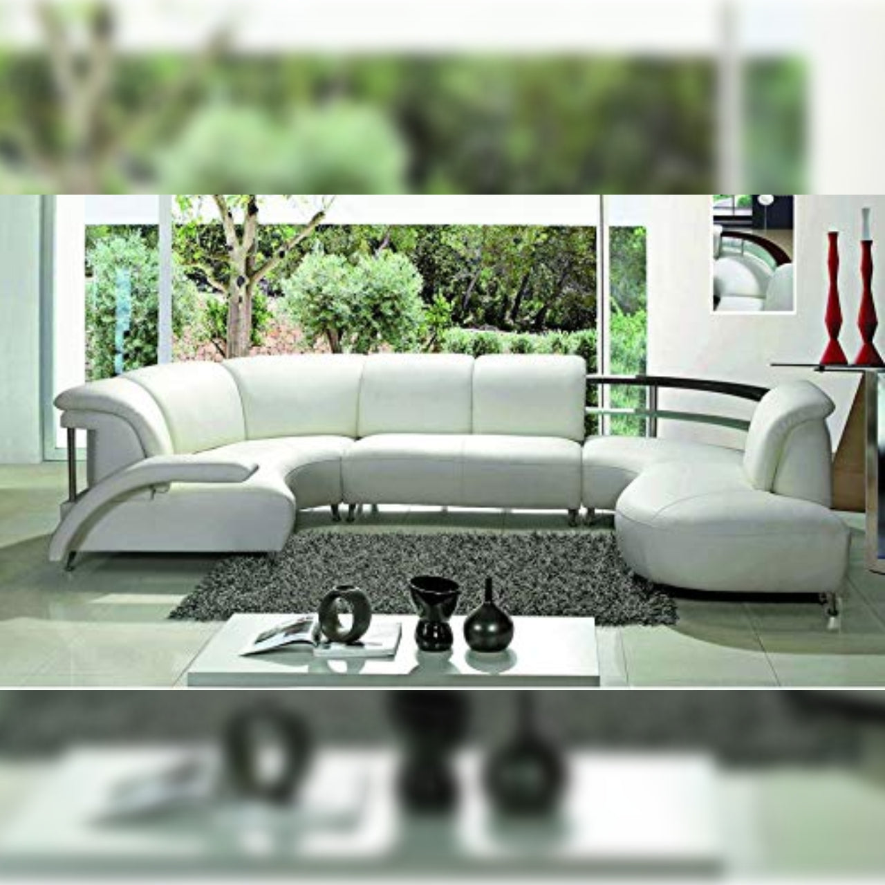 U Shape Sofa Set Luxury Curvy Look Leatherette White Gkw Retail